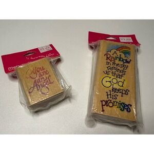 VTG Stampendous Rubber Stamps Lot Of 2 Christian Inspirational Wood Mount